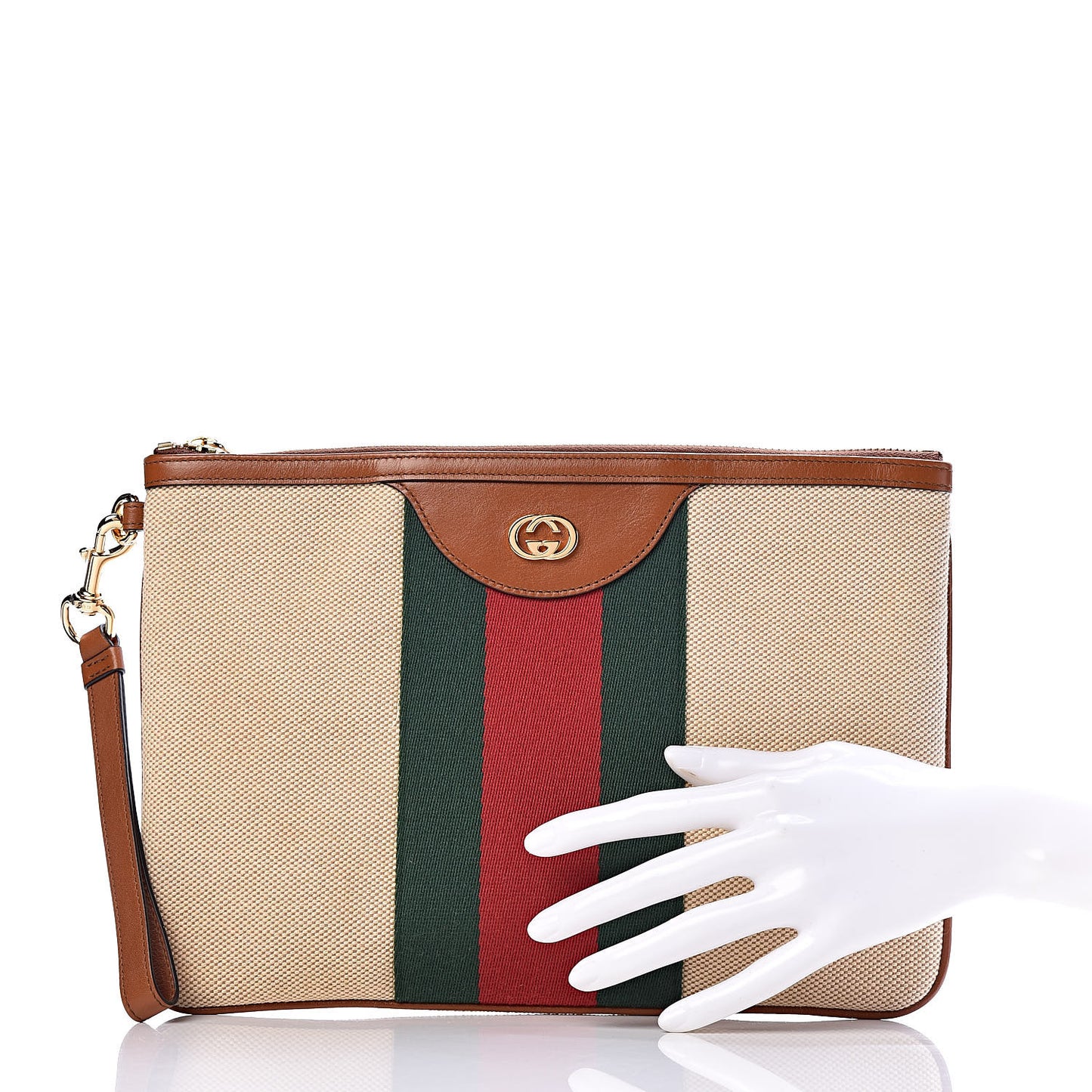 Vintage Canvas Web Pouch Sand Cuir