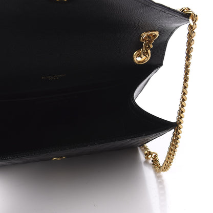 Saint Laurent Grain De Poudre Textured Mixed Matelasse Triquilt Medium Monogram Satchel Black 7 of 10