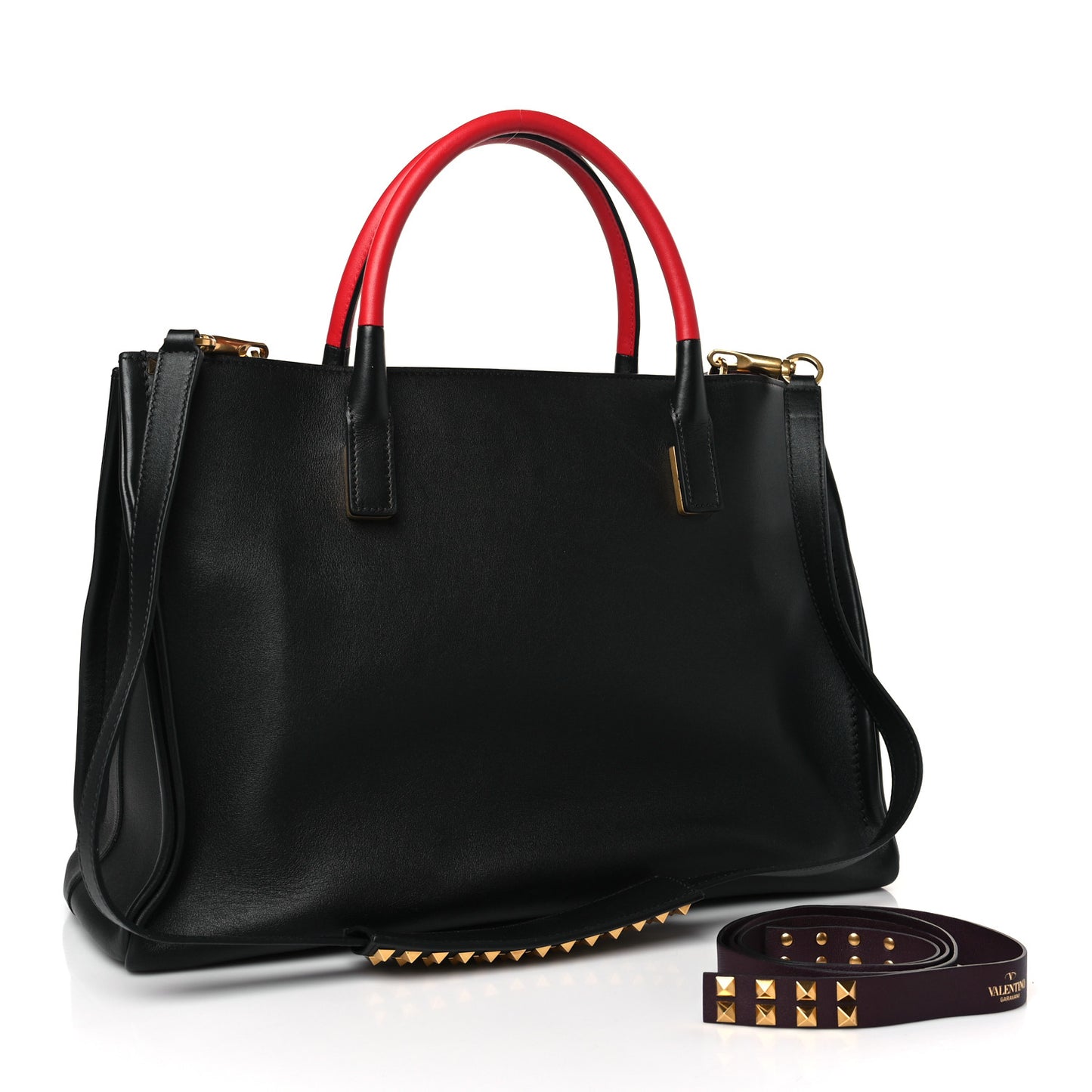 Smooth Calfskin Soul Tote Black Red