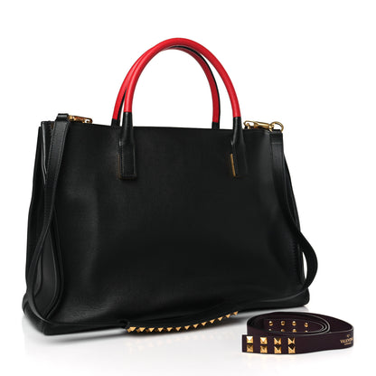 Valentino Garavani Smooth Calfskin Soul Tote Black Red 3 of 9