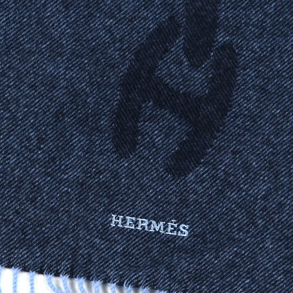 Hermes Cashmere Crazy Chain Muffler Marine Ciel 3 of 4