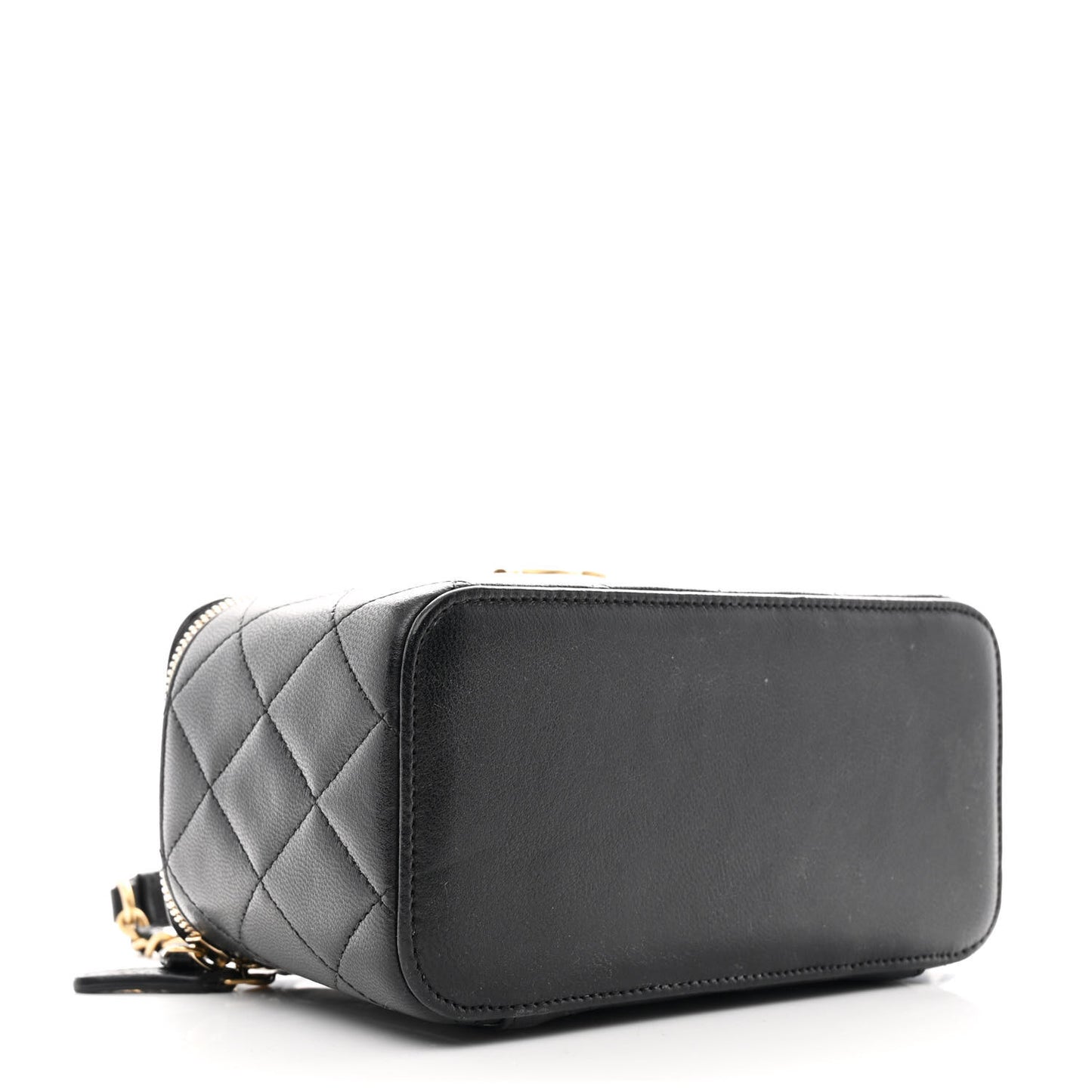 Goatskin Quilted Punk Essentials Vanity Case With Chain Black