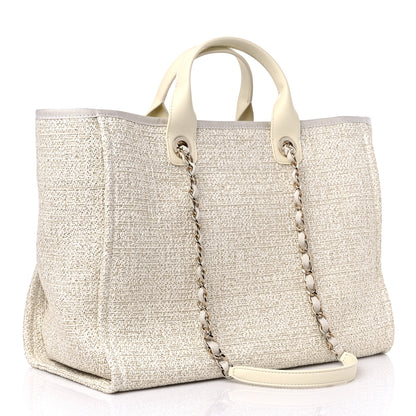 Chanel Mixed Fibers Calfskin Medium Deauville Tote Light Beige 3 of 9