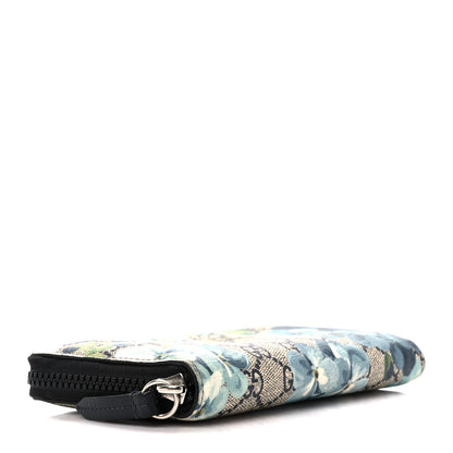 Gucci GG Supreme Monogram Blooms Zip Around Wallet Blue 4 of 10