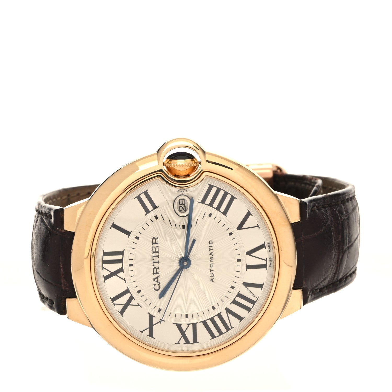 Cartier 18K Yellow Gold Alligator 42mm Ballon Bleu De Cartier Automatic Watch Brown 2 of 4