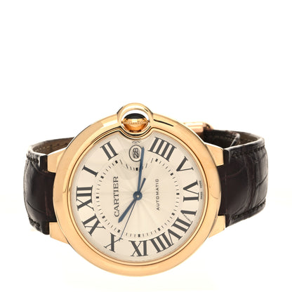 Cartier 18K Yellow Gold Alligator 42mm Ballon Bleu De Cartier Automatic Watch Brown 2 of 4
