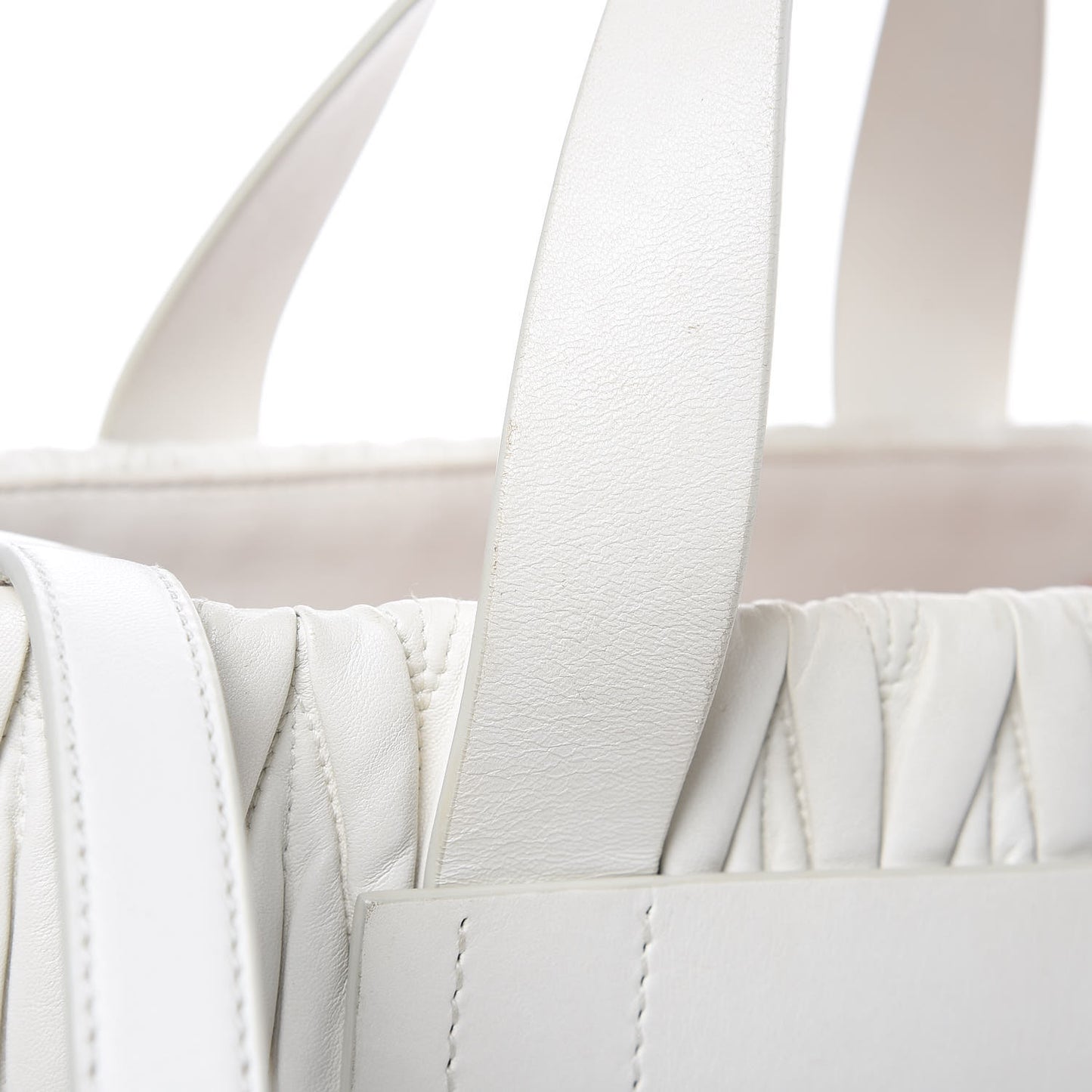 Nappa Matelasse Wicker Basket Bag White Miele