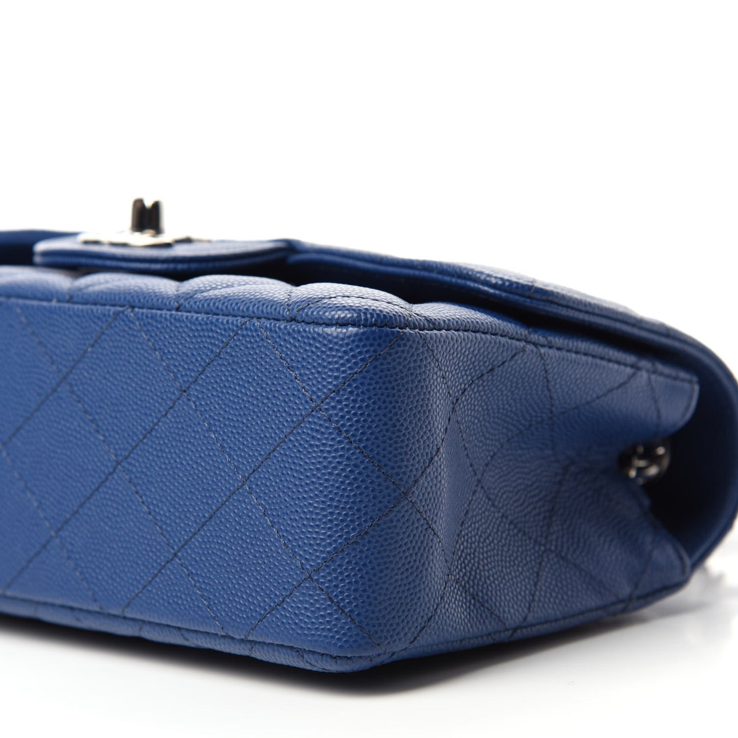 Caviar Quilted Mini Rectangular Flap Blue