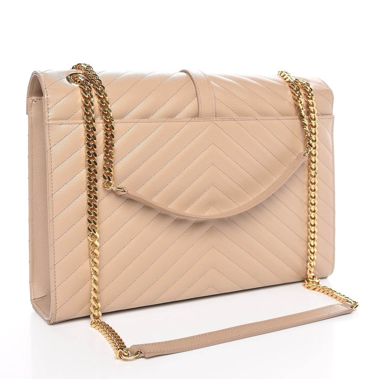 Grain De Poudre Matelasse Chevron Large Monogram Satchel Dark Beige