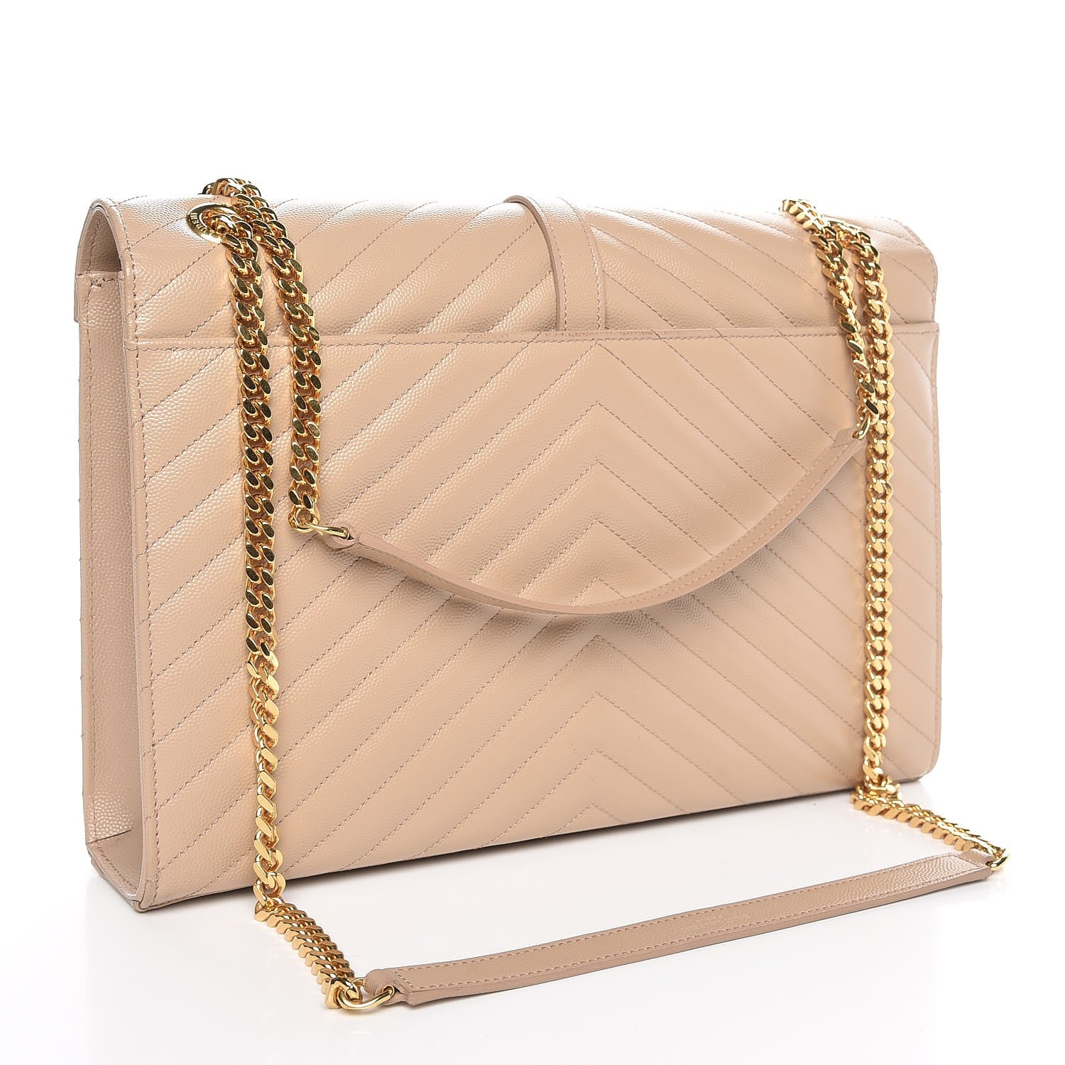 Saint Laurent Grain De Poudre Matelasse Chevron Large Monogram Satchel Dark Beige 3 of 8