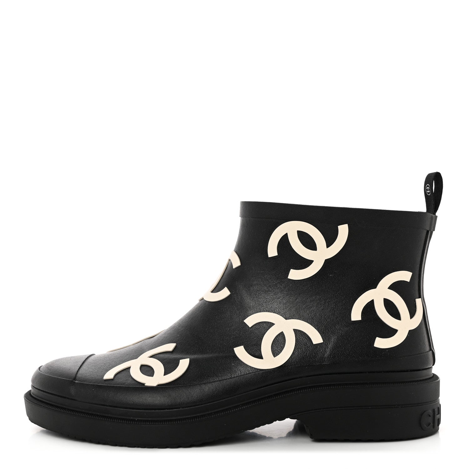 Chanel Rubber CC Print Boots 40 Black 1 of 8