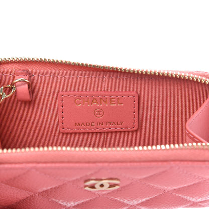 Chanel Metallic Caviar Quilted Key Holder Case Pink 6 of 8