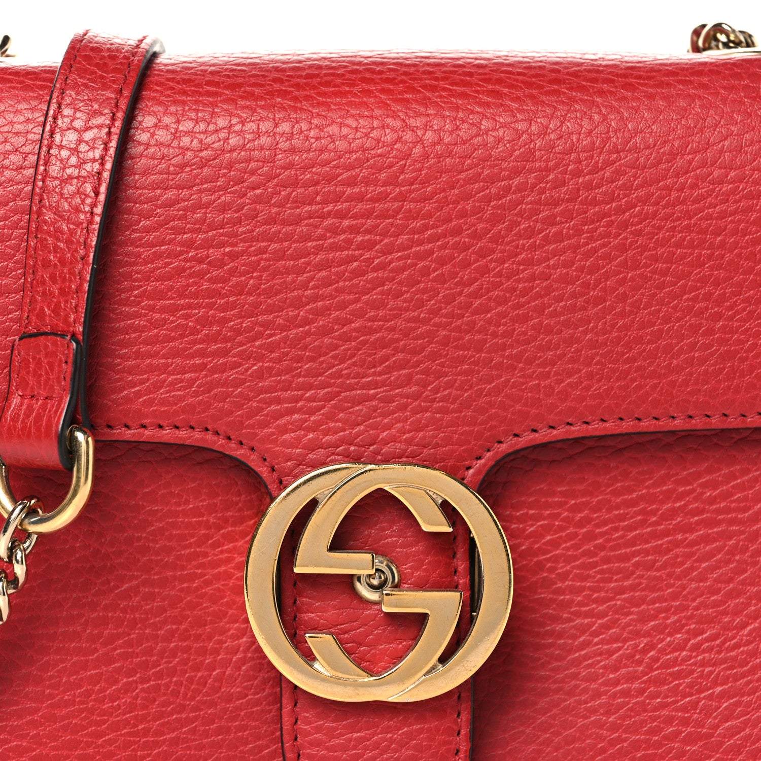 Gucci Dollar Calfskin Small Interlocking G Shoulder Bag Red 9 of 11