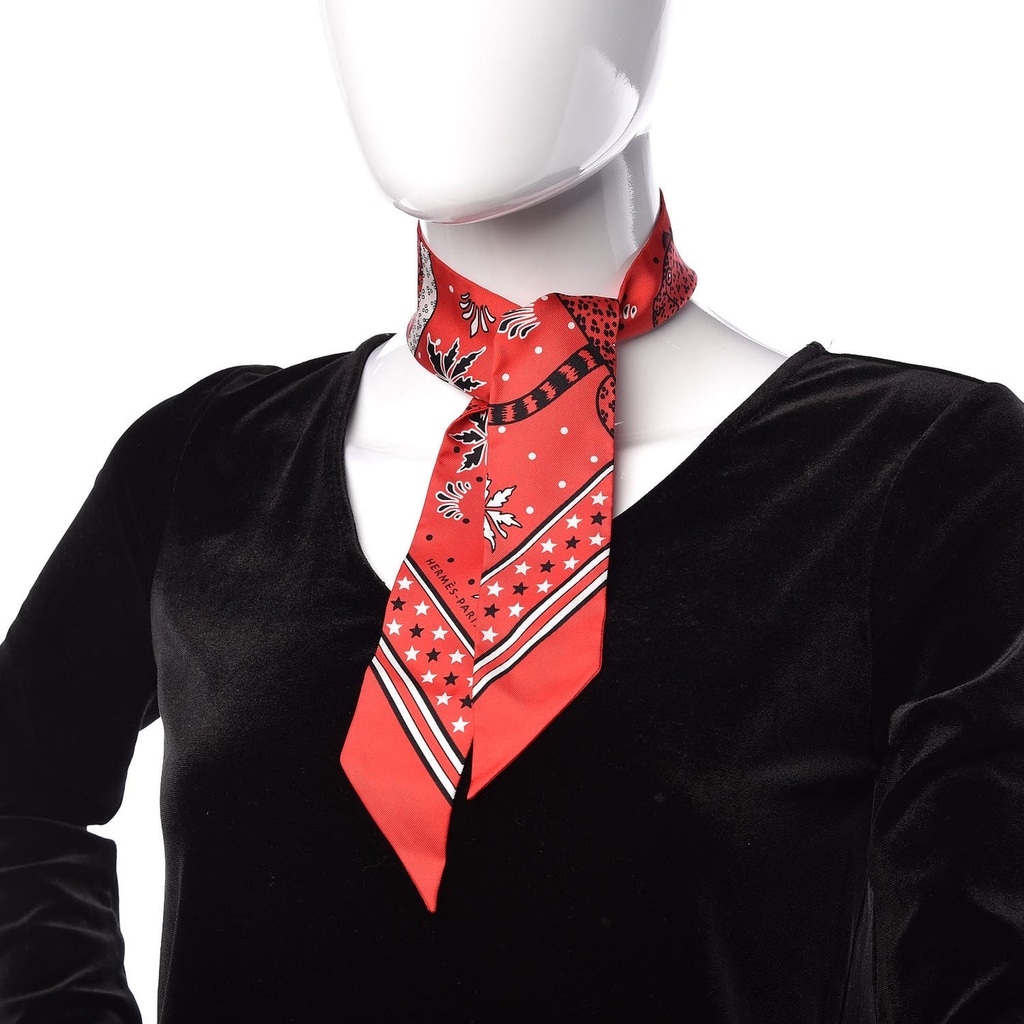 Silk Les Leopards Twilly Rouge Black White