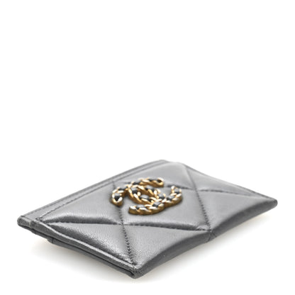 Chanel Lambskin Quilted Chanel 19 Card Holder Dark Grey 4 of 10