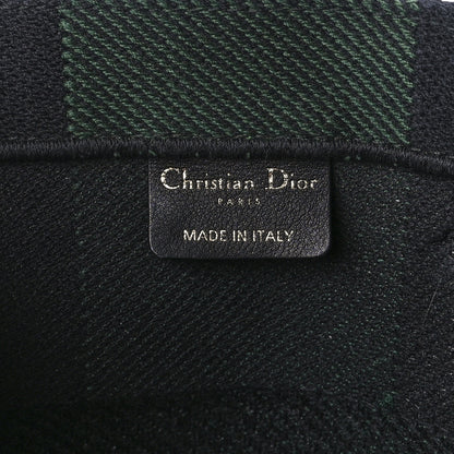 Christian Dior Canvas Embroidered Medium Checkered Book Tote Black Green 5 of 10
