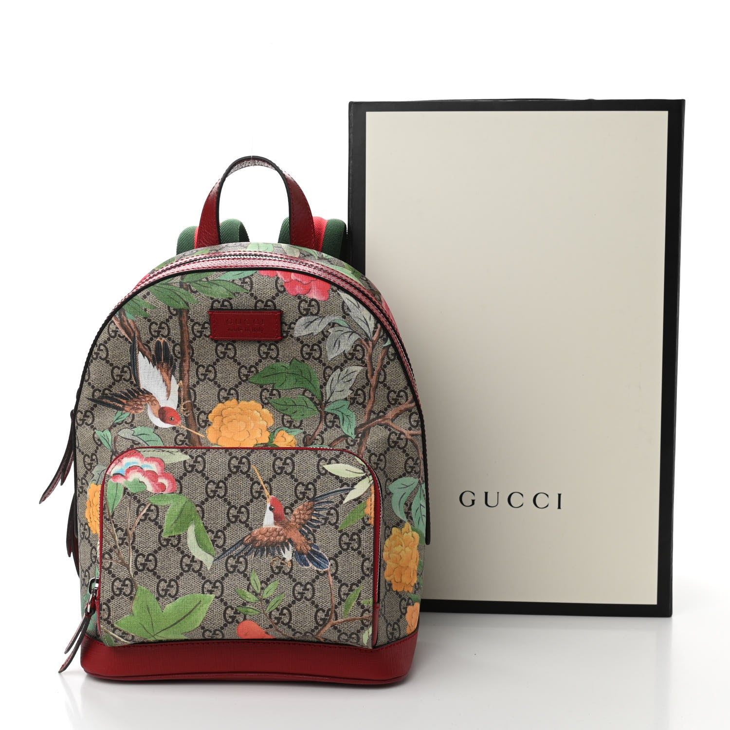 Gucci GG Supreme Monogram Tian Web Small Day Backpack Beige Multicolor Red 11 of 11