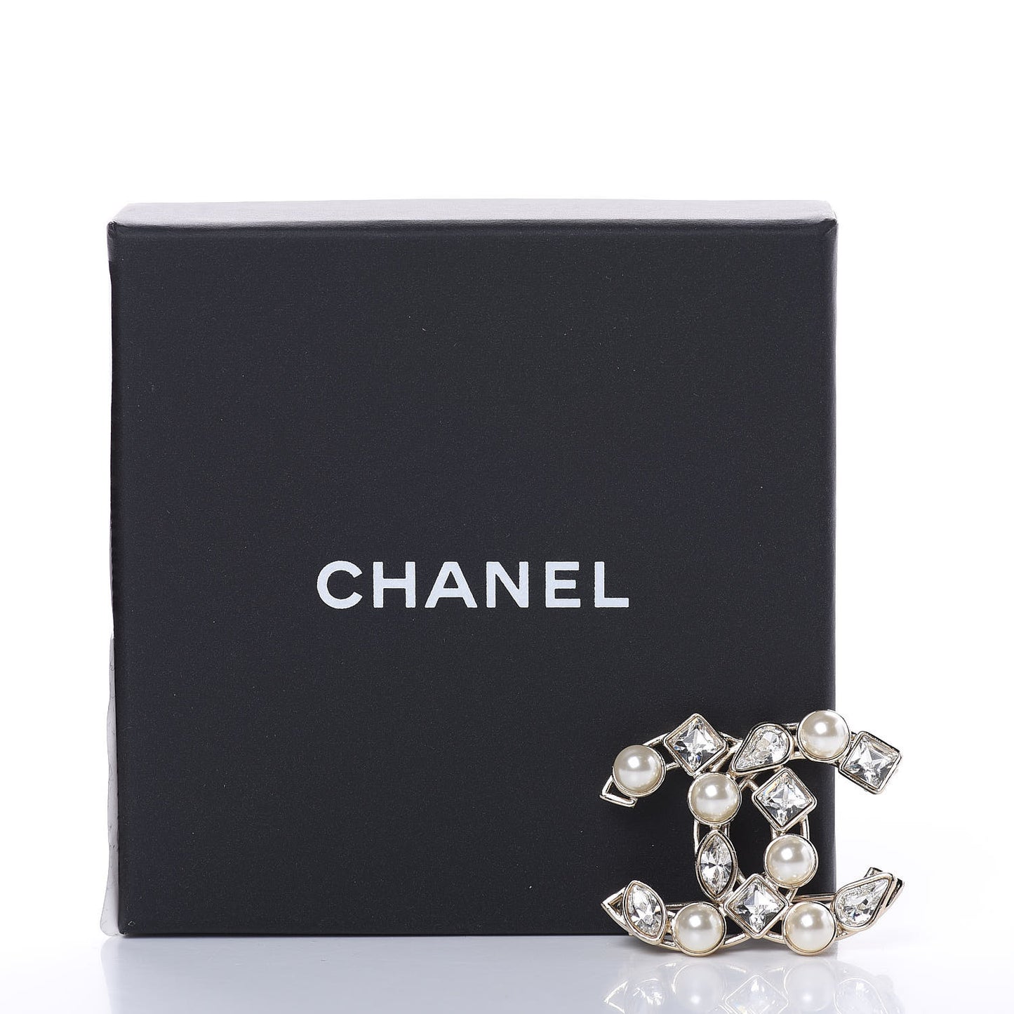 Metal Glass Pearl CC Crystal Snowfall Brooch Gold