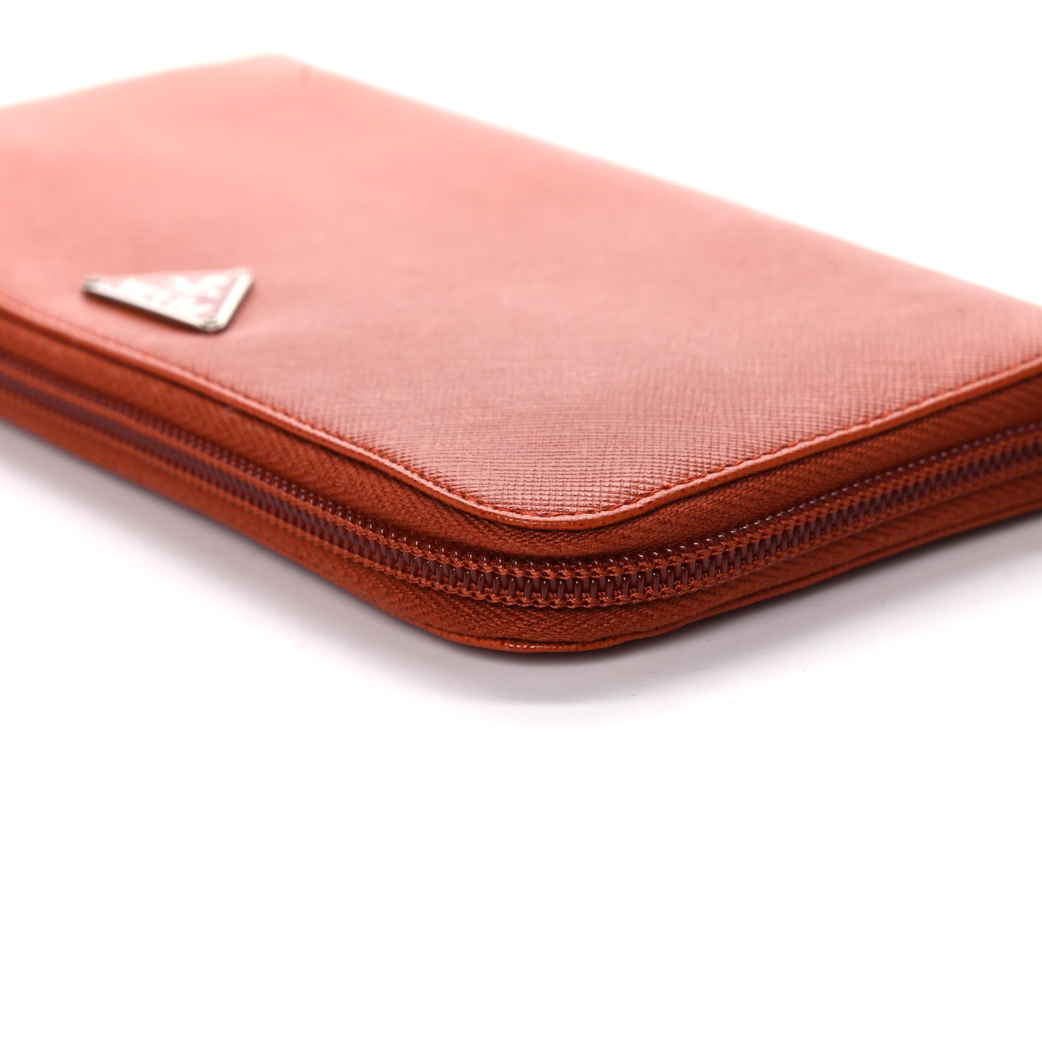 Prada Saffiano Metal Zip Around Wallet Rame 11 of 18