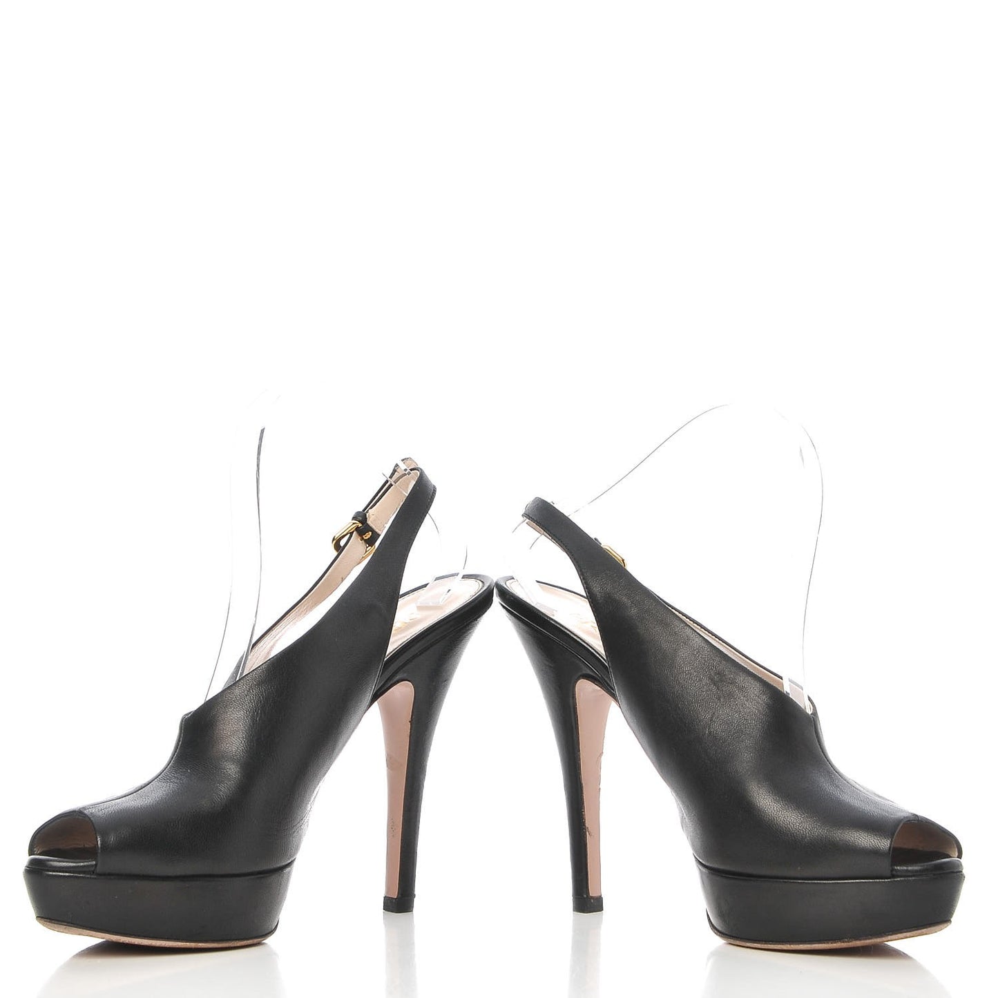 Nappa Peep Toe Slingback Pumps 40.5 Black