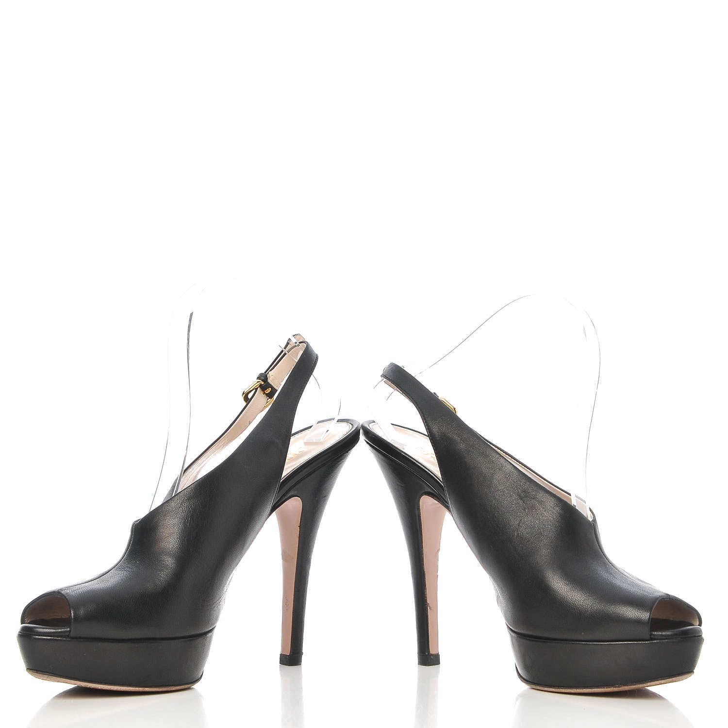 Prada Nappa Peep Toe Slingback Pumps 40.5 Black 6 of 10