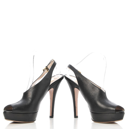 Prada Nappa Peep Toe Slingback Pumps 40.5 Black 6 of 10
