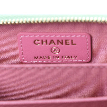 Chanel Caviar Quilted Filigree Coin Purse Pink Green Blue 5 of 6