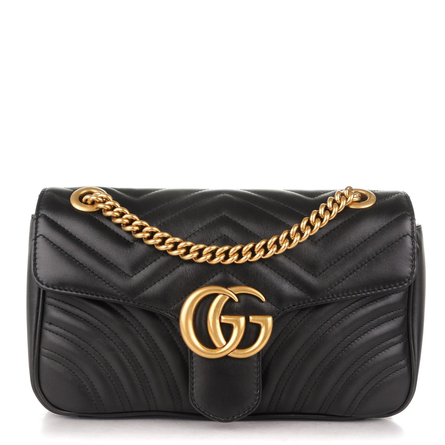 Calfskin Matelasse Small GG Marmont Shoulder Bag Black