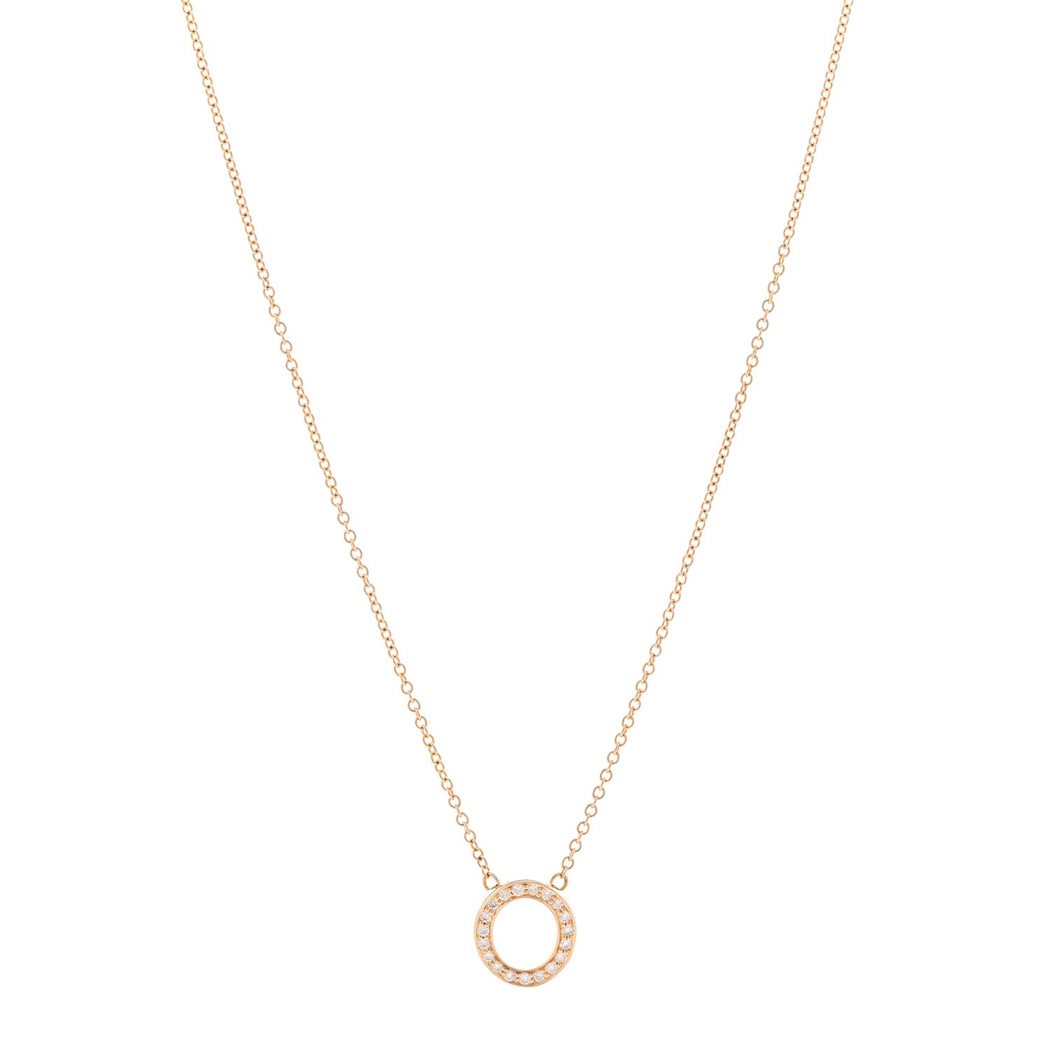 Tiffany 18K Rose Gold Diamond Letter O Pendant Necklace 1 of 4