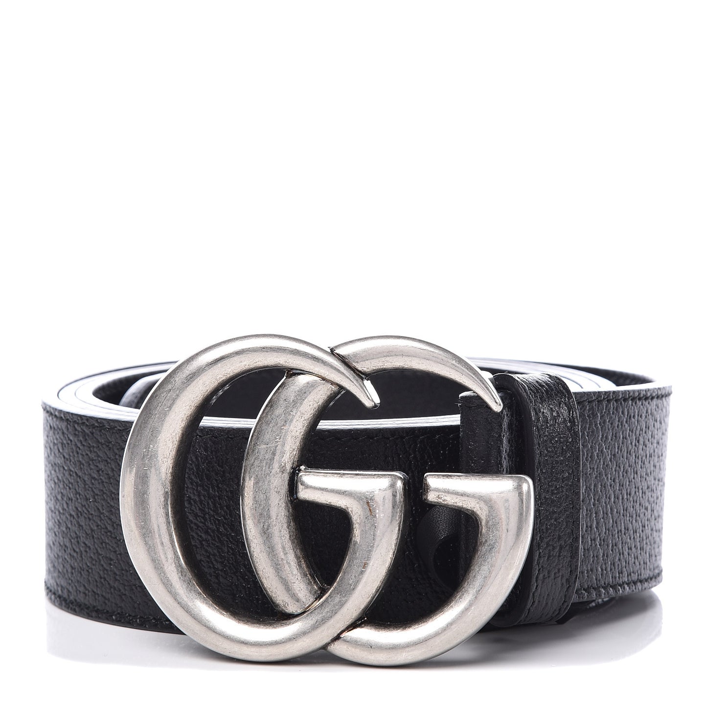 Textured Dollar Calfskin Nickel Double G 40mm Belt 110 44 Black