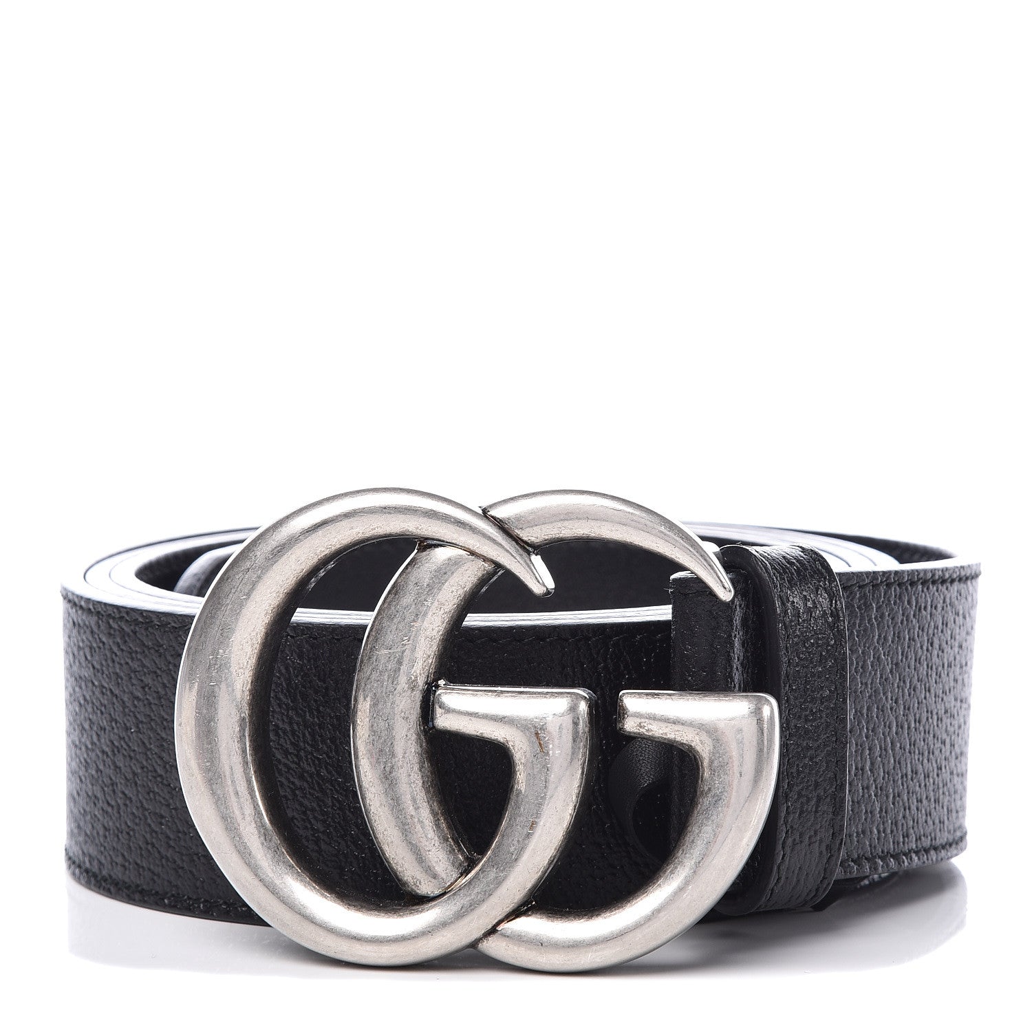 Gucci Textured Dollar Calfskin Nickel Double G 40mm Belt 110 44 Black 1 of 6