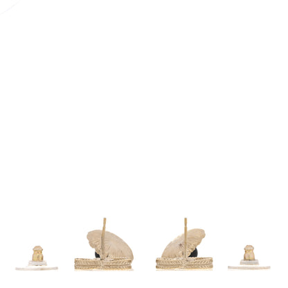 Chanel Bead Camelia CC Drop Earrings Gold Black 3 of 5