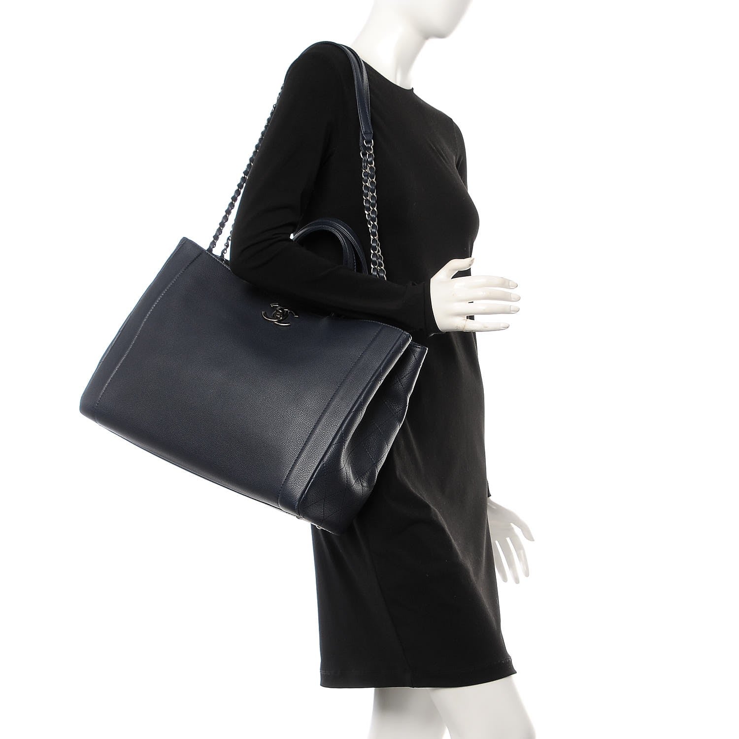 Chanel Caviar Large Shopping Tote Navy 2 of 8