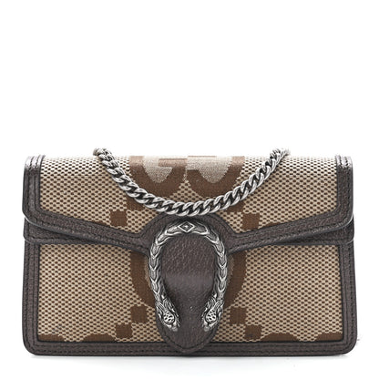 Gucci Monogram Jumbo GG Textured Dollar Calfskin Super Mini Dionysus Shoulder Bag Camel Ebony New Acero 1 of 10