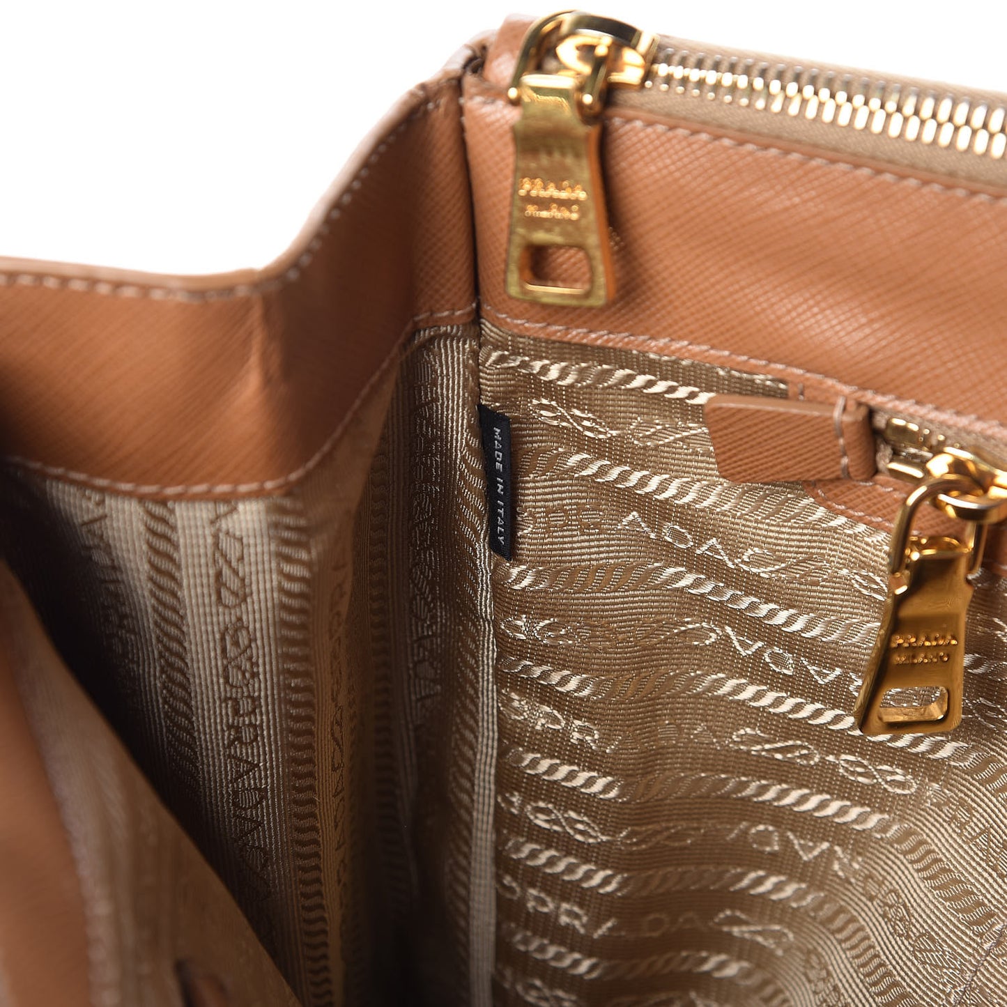 Saffiano Large Galleria Double Zip Tote Caramel