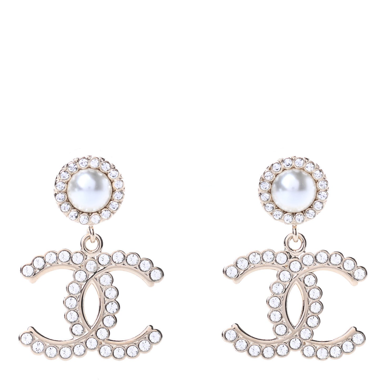Crystal Pearl Bow-tiful CC Drop Earrings Gold