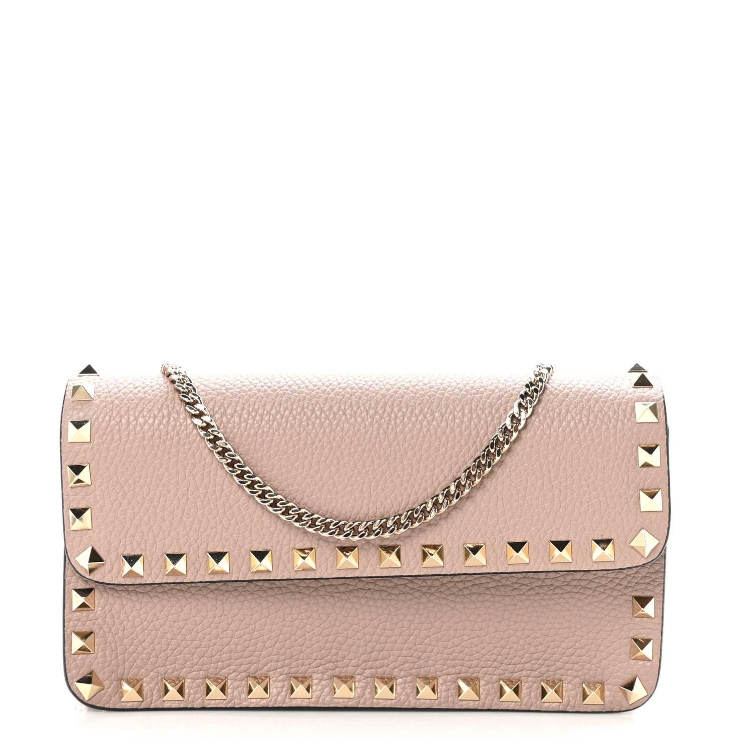 Valentino Garavani Grainy Calfskin Rockstud Chain Pouch Poudre 1 of 11