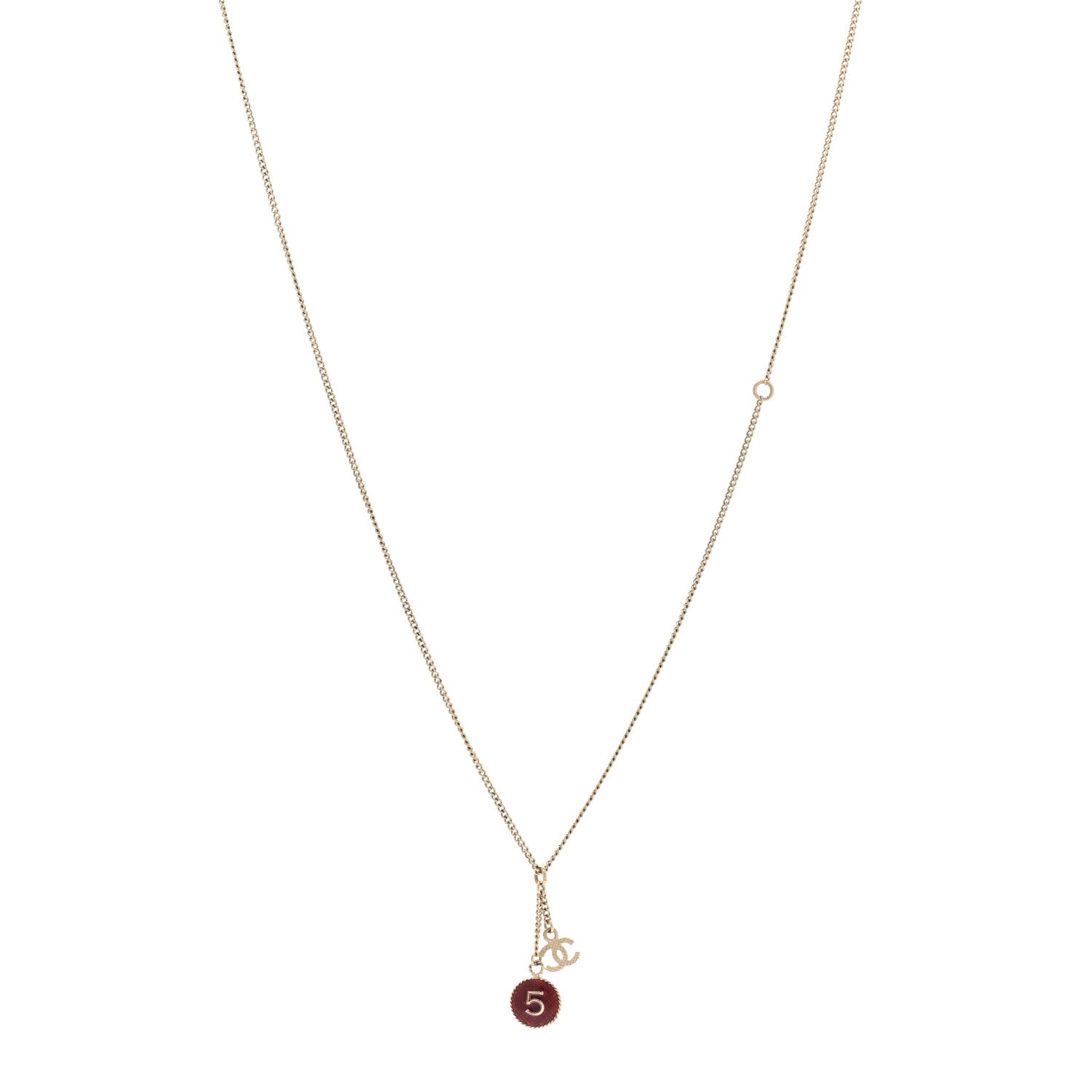 Chanel Chain No 5 CC Necklace Red Gold 1 of 6