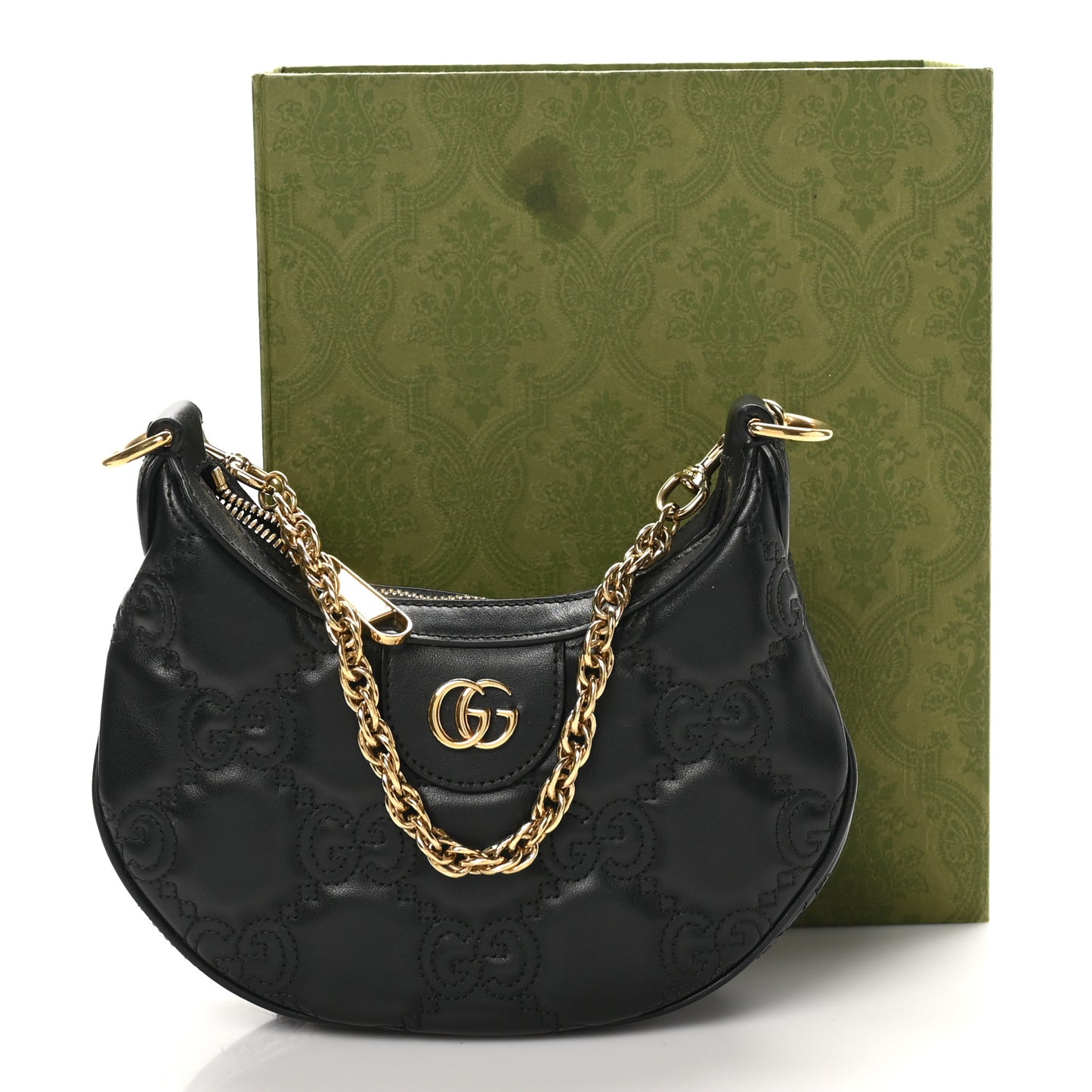 Calfskin GG Matelasse Mini Hobo Shoulder Bag Black