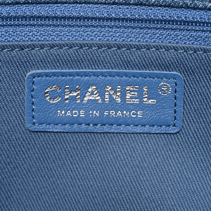 Chanel Frayed Denim Quilted Large Blue Chip Flap Blue 6 of 10
