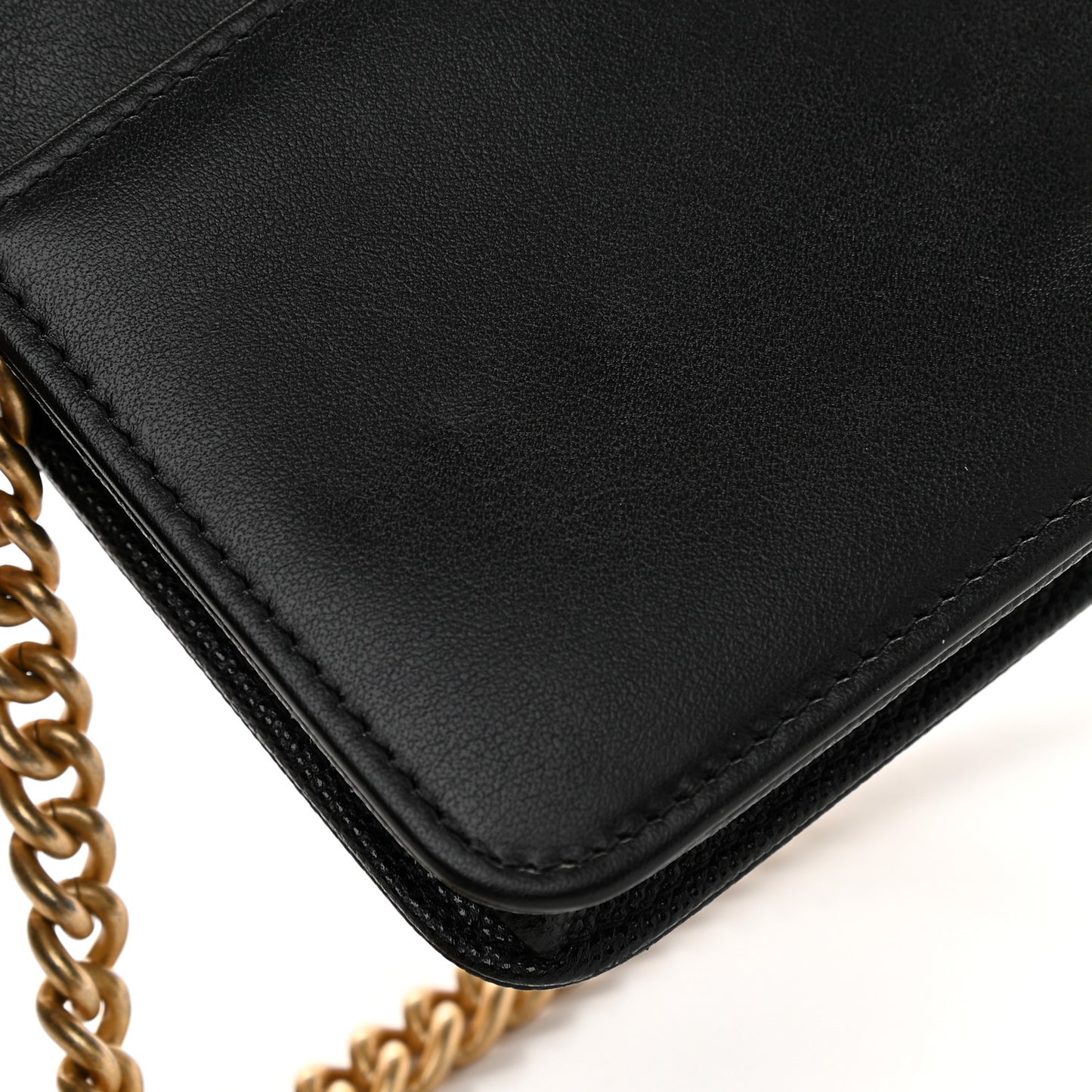 Caviar Quilted Boy Wallet On Chain WOC Black