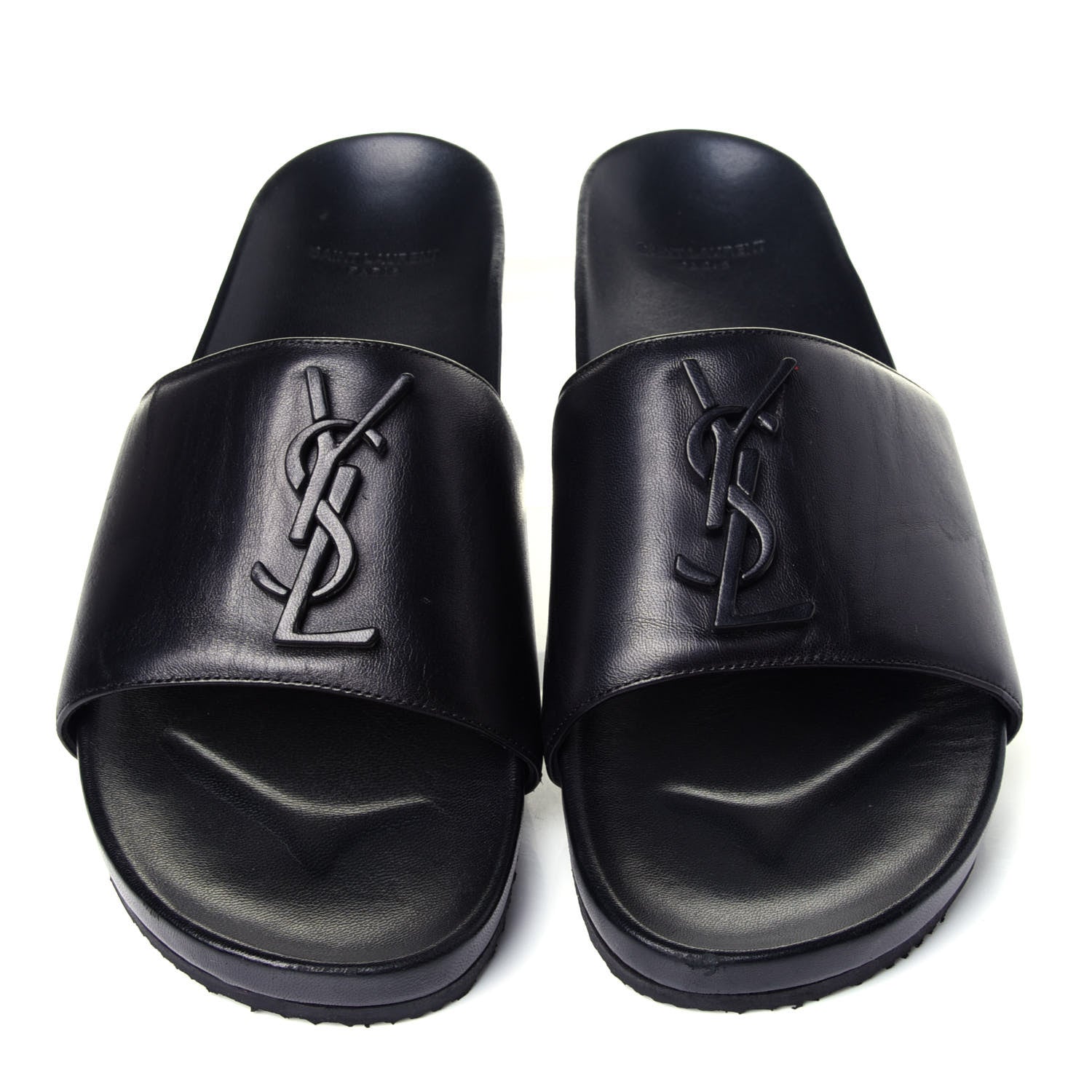 Saint Laurent Lambskin Joan Slide Sandals 39.5 Black 5 of 11