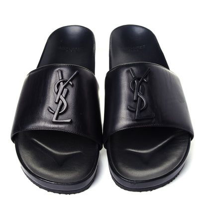 Saint Laurent Lambskin Joan Slide Sandals 39.5 Black 5 of 11