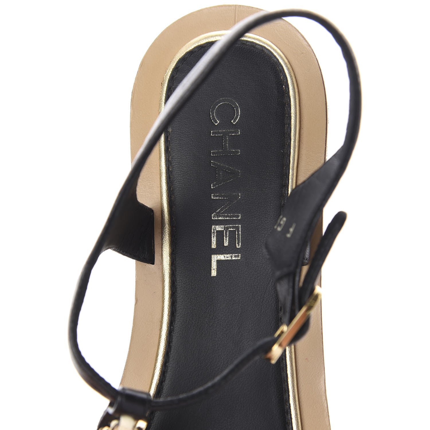 Chanel Lambskin Chain CC Thong Sandals 38.5 Black 5 of 7