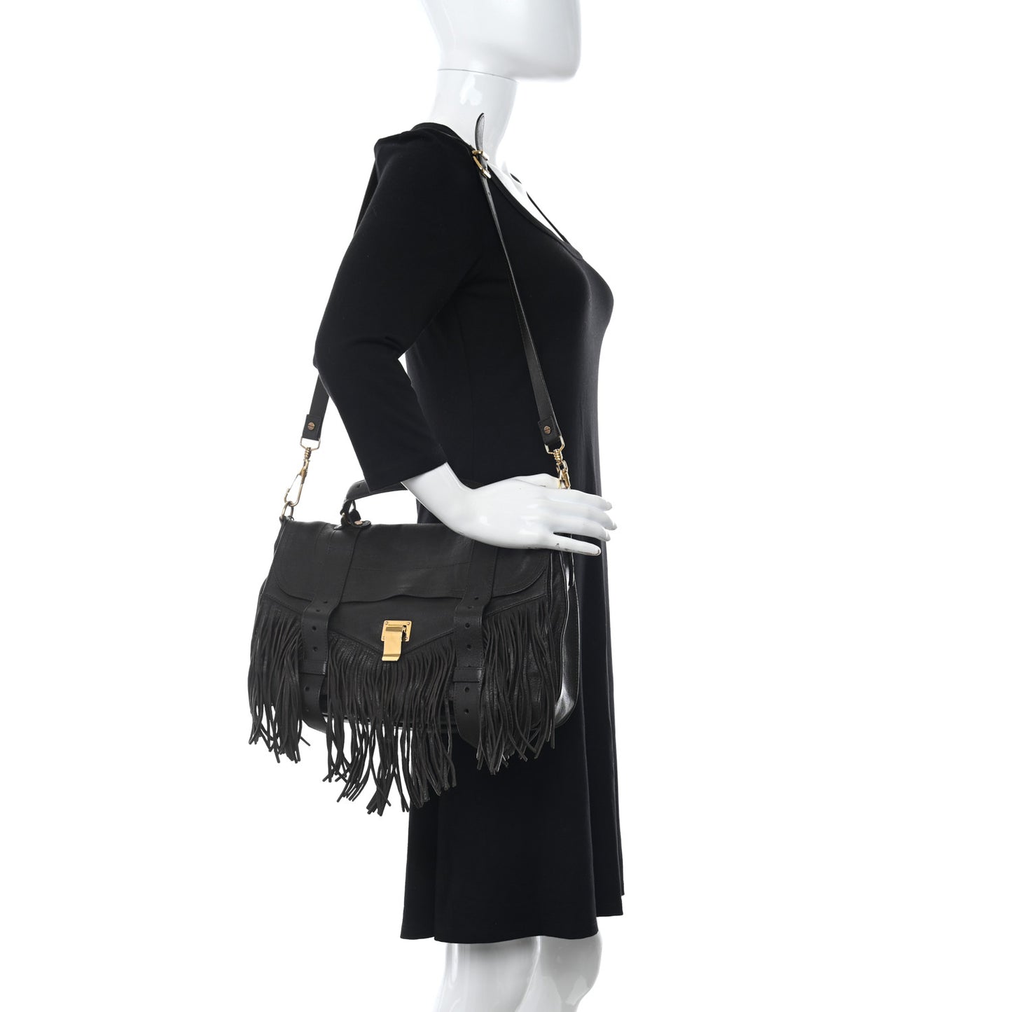 Lambskin Fringe Medium PS1 Satchel Dark Chocolate