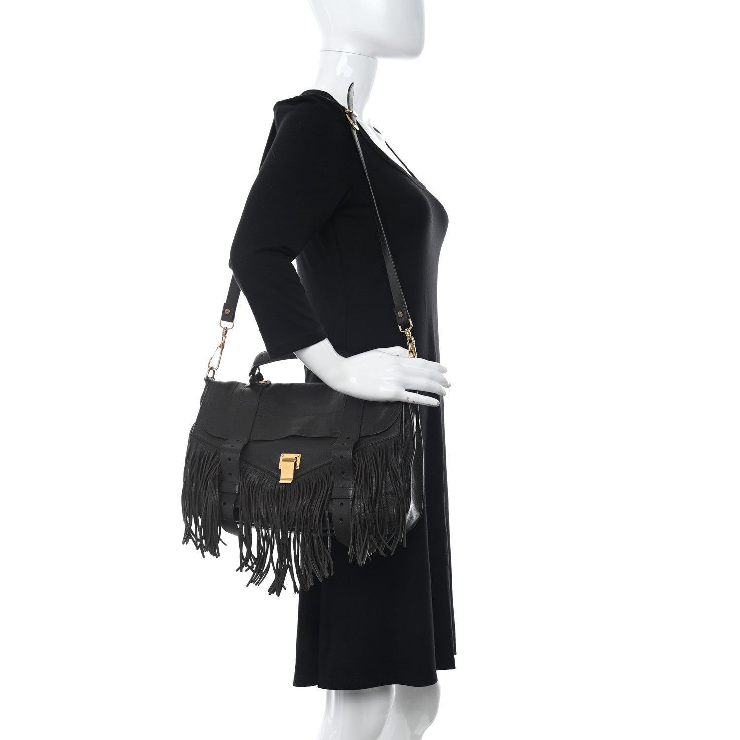 Proenza Schouler Lambskin Fringe Medium PS1 Satchel Dark Chocolate 2 of 14