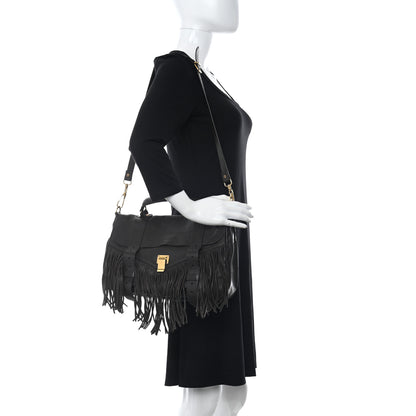 Proenza Schouler Lambskin Fringe Medium PS1 Satchel Dark Chocolate 2 of 14