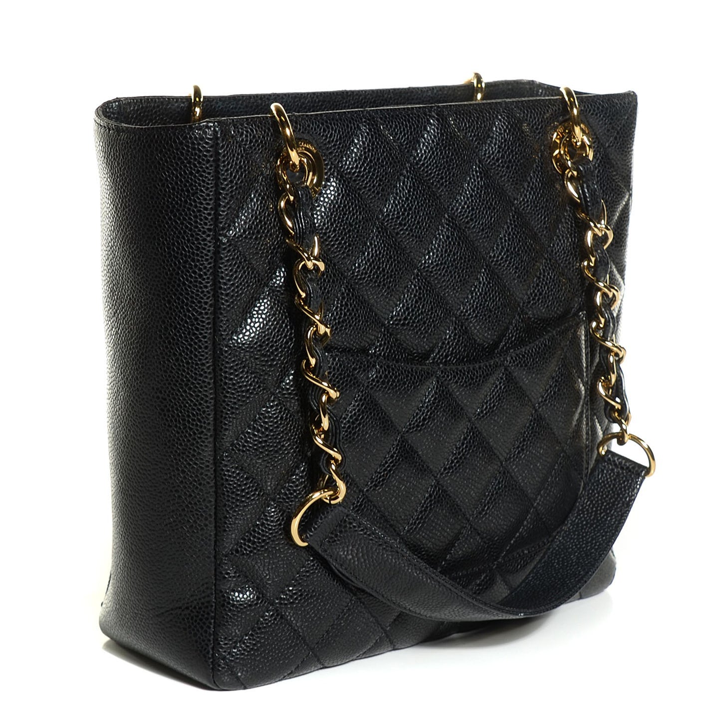 Caviar Quilted Petit Shopping Tote PST Black