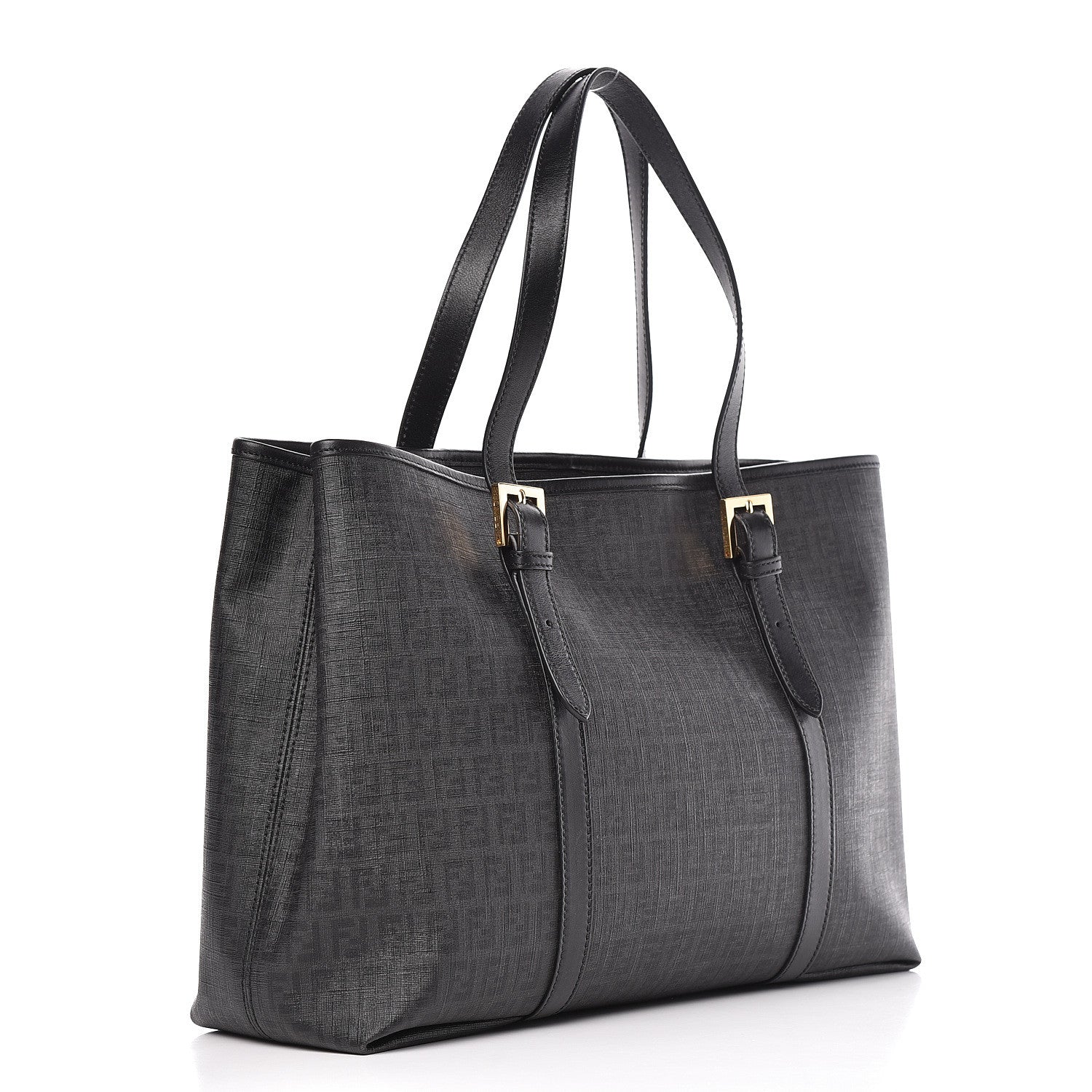 Fendi Zucchino Spalmati Vitello Tote Tobacco Black 3 of 10