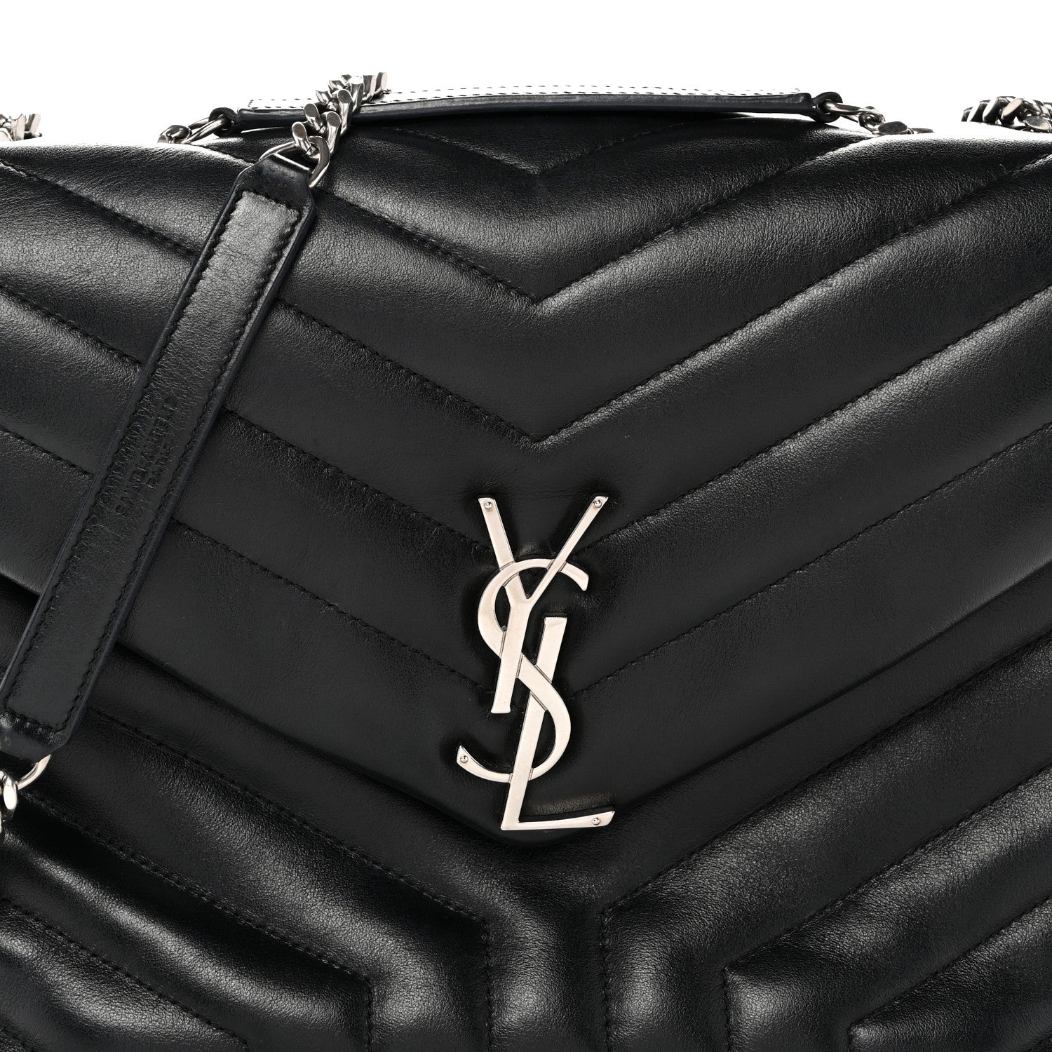 Saint Laurent Calfskin Y Quilted Monogram Medium Loulou Chain Satchel Black 8 of 14